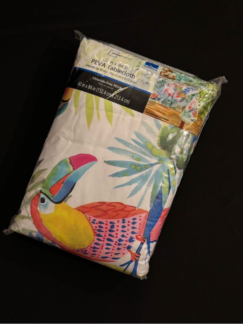 Tropical Toucan PEVA Tablecloth - Bright Multicolor